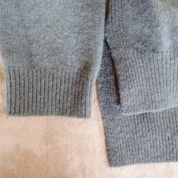 Olive Blue Unbalanced Crew Neck Wool Blend Sweater M/L - Picture 5 of 10